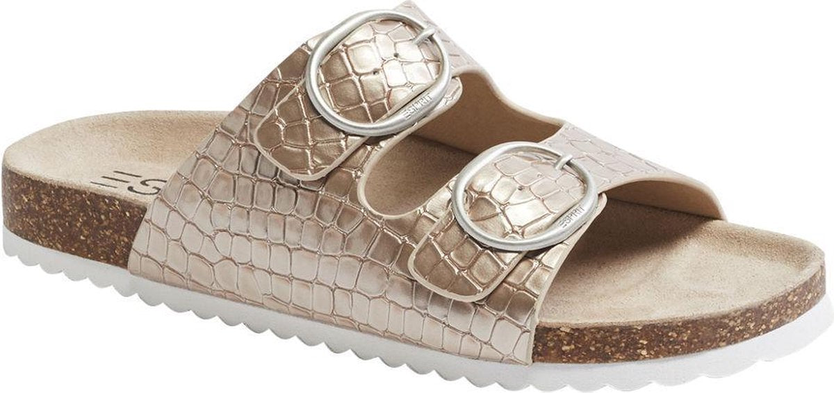 Esprit Dames Beige slipper crocoprint - Maat 39
