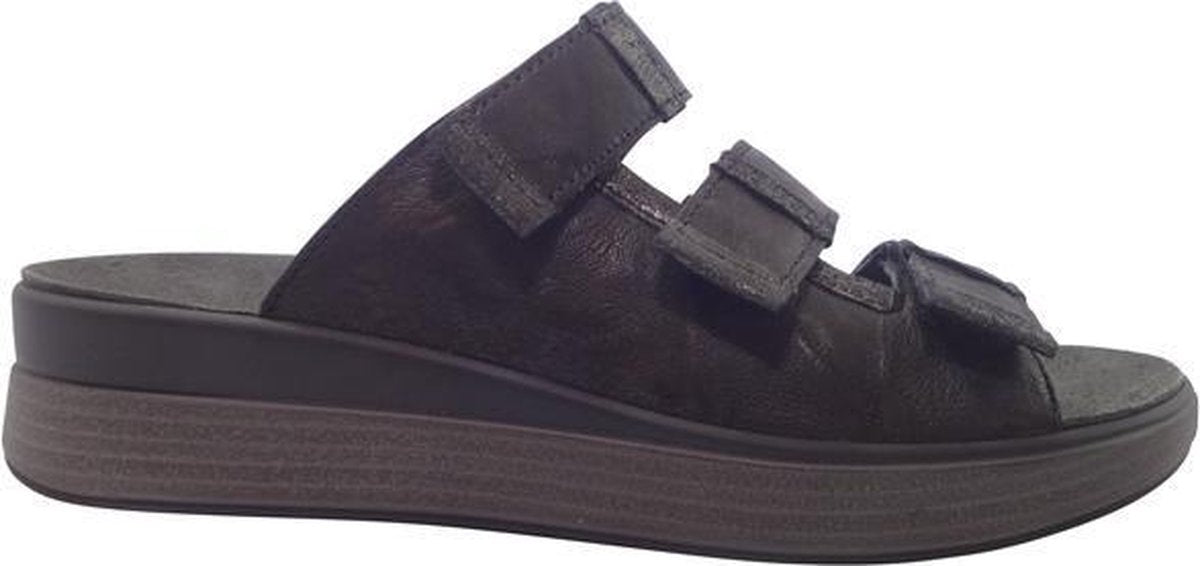 Think Slipper Meggie Zwart Leer Verwisselbaar Voetbed 6 86446 09