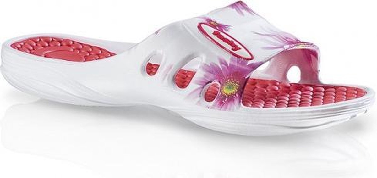 Dames badslippers met roze bloemen 38