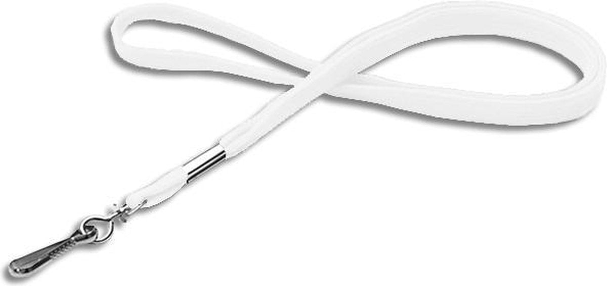 Keycord wit 90 cm musketonhaak 25 stuks