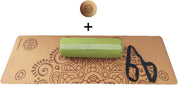 Yin Yoga set – Moon (GROEN)| Kurk yogamat| Yoga Bolster| Kurk massagebal| Draagiem| Ethisch geproduceerd uit natuurlijke materialen
