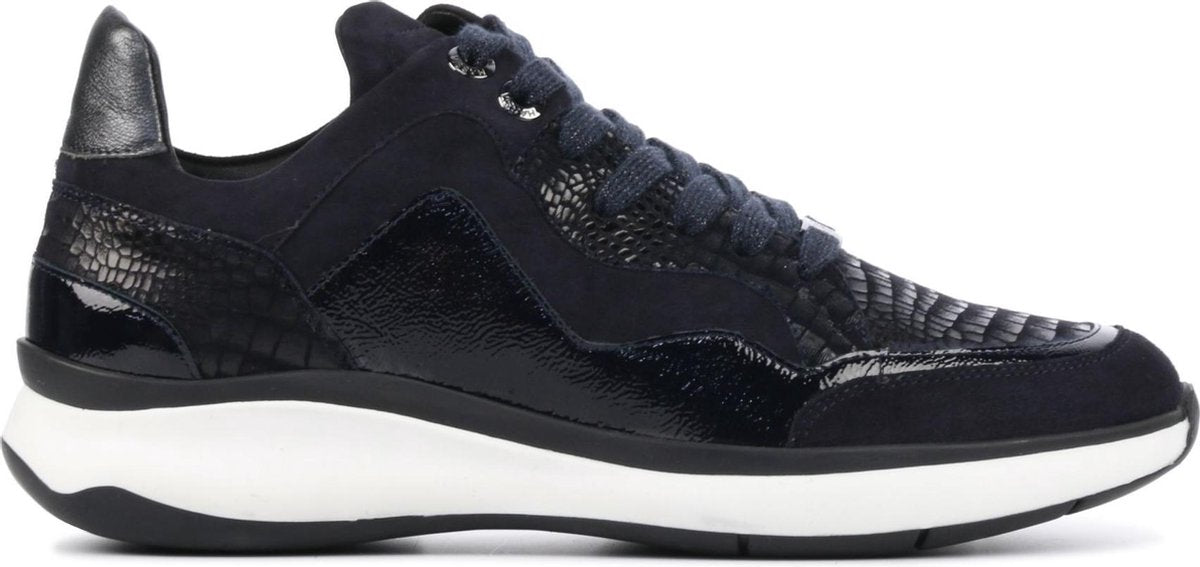 Hassia Vrouwen Suède Crocoprint Lage sneakers / Damesschoenen 301173 - Blauw - Maat 37.5