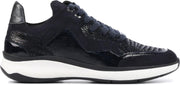 Hassia Vrouwen Suède Crocoprint Lage sneakers / Damesschoenen 301173 - Blauw - Maat 37.5