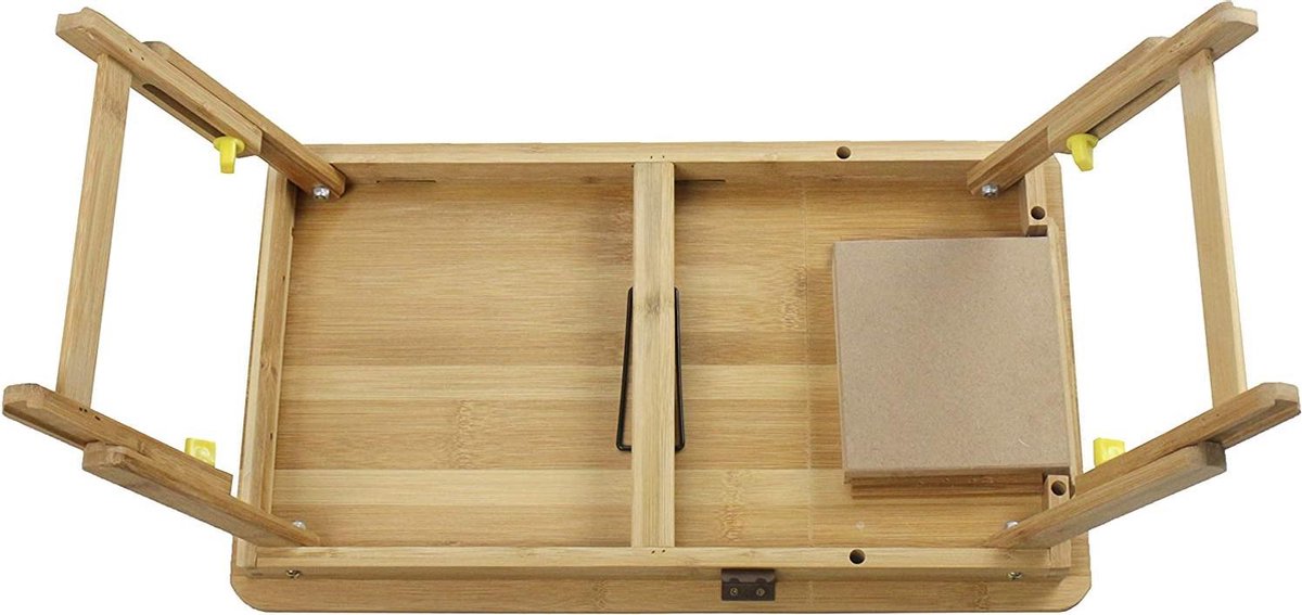 Multifunctionele bamboe tafel met verstelbaar tafelblad en tafelpoten – 50 x 30 cm - Obbomed HR-3660