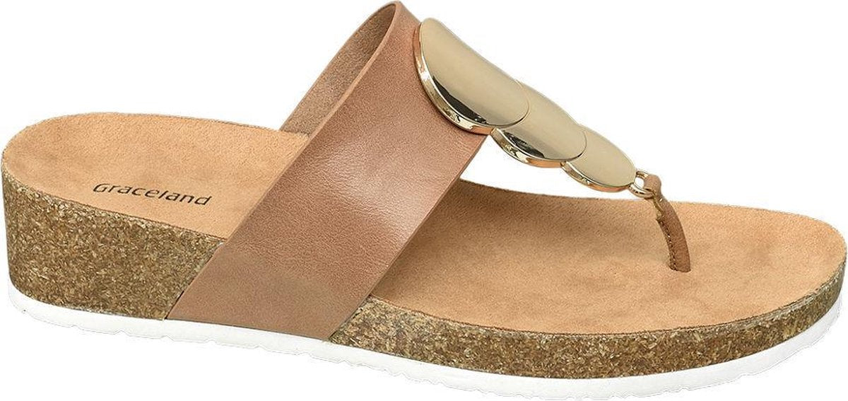 Graceland Dames Bruine slipper - Maat 37