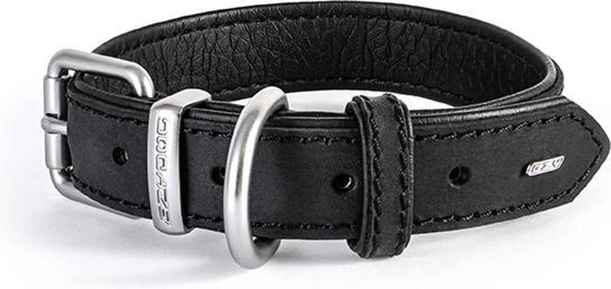 EzyDog Oxford - Leren hondenhalsband - 20/25cm - XS - Zwart
