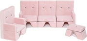 Meubelset velvet Pink 3-delig - meubel - bankje - stoel - poef - meubels