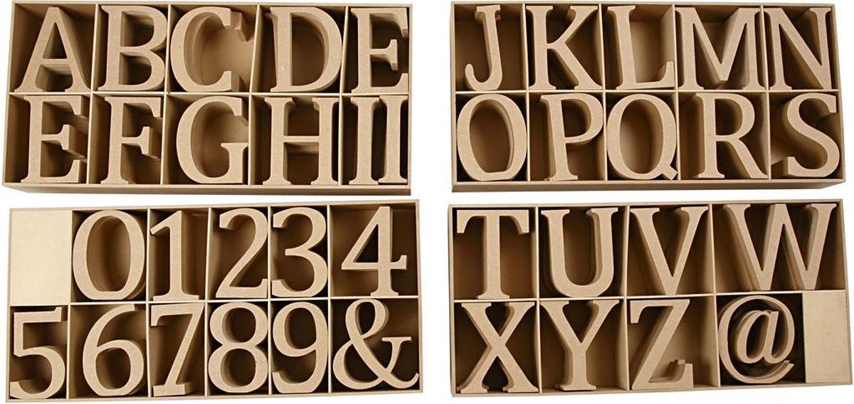 Wooden Letters. Numbers And Symbols. H: 13 cm. 2 cm. mdf. 160 pc