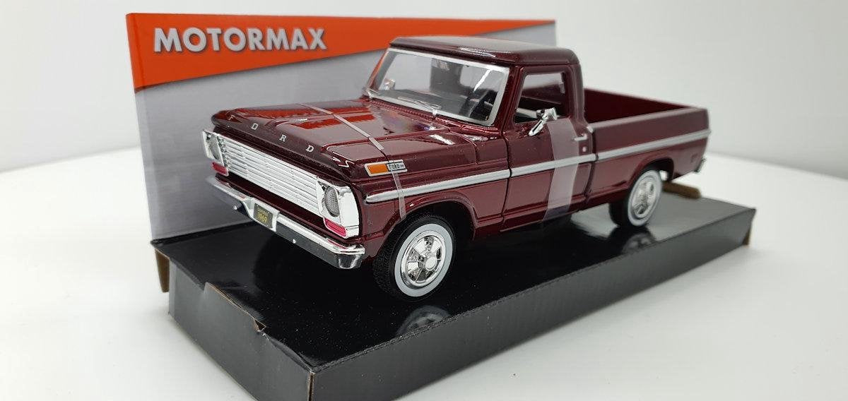 MotorMax Ford F-100 PickUp Donkerrood metallic 1969 1:24