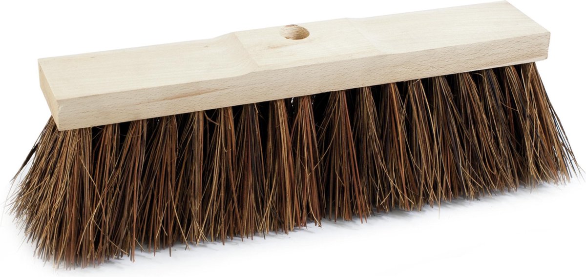 Harde straatbezem/buitenbezem kop Piassava 40 cm van hout - Schoonmaken - Bezems