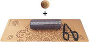 Yin Yoga set – Moon (GRIJS)| Kurk yogamat| Yoga Bolster| Kurk massagebal| Draagiem| Ethisch geproduceerd uit natuurlijke materialen