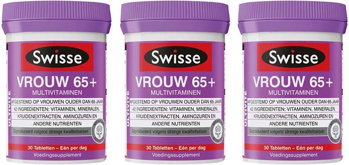 3x Swisse Multivitaminen Vrouw 65+ 30 tabletten
