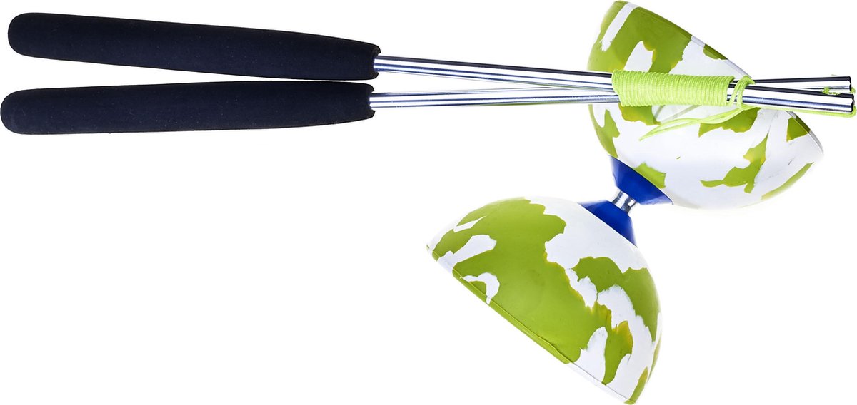 Set Acrobat bicolor 100 Diabolo green/white + aluminum hand sticks