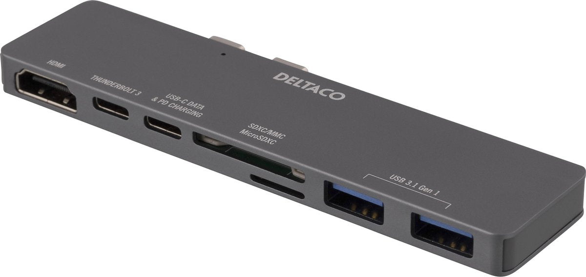 DELTACO USBC-1290 Dual USB-C Dock voor MacBook Pro 2016 - Thunderbolt 3