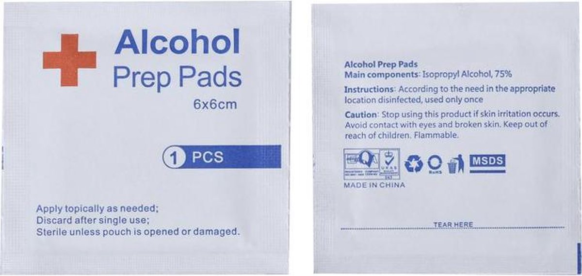 Alcohol Wipes 70-75 procent - 6x6 cm - 100 pcs
