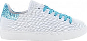 Tango | Moniek 12-b white leather perfo/light blue glitter - white sole | Maat: 41