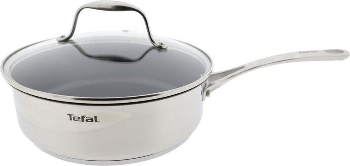 Tefal Ever Cook koekenpan - stoofpan - 24 cm - inductie - geschikt voor alle hittebronnen - met glazen deksel met thermospot