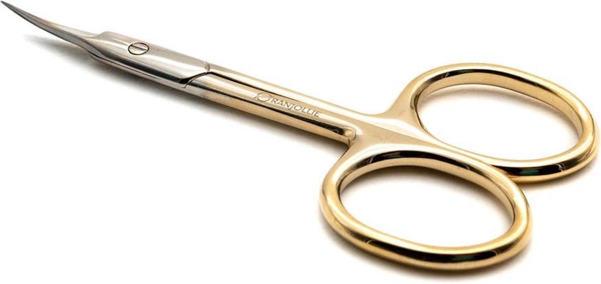 Oranjollie Professionele Nagelriemschaar Goud – F3 - Cuticle Schaar - Manicure Schaar - Gebogen snijvlak
