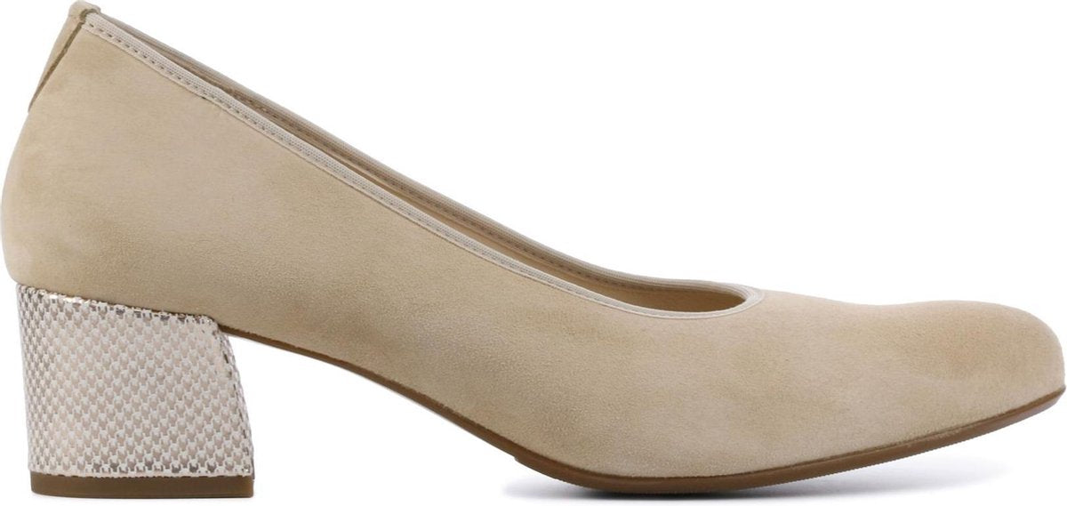 Hassia Vrouwen Suède  Pumps / Damesschoenen Blokhak hoogte 5 - 5.5 cm   - 304904 - Beige - Maat 38.5