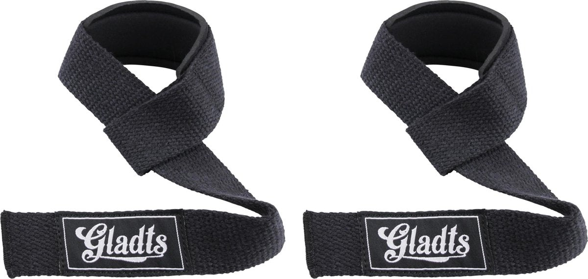 Gladts - Lifting Straps Zwart - Krachttraining Accessoires - Powerlifting - Bodybuilding