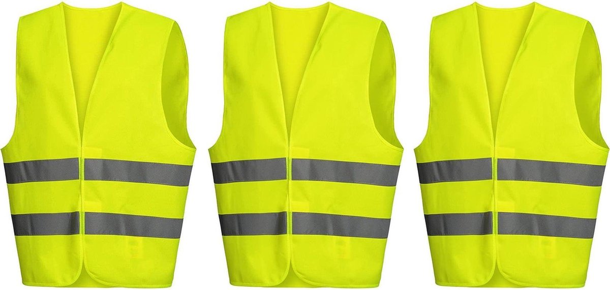 Doodadeals® | Veiligheidshesje Volwassenen | Veiligheidshesjes Auto | Reflecterend Hesje | Volwassenen | Geel | 3 Stuks