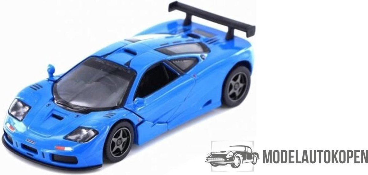 1995 McLaren F1 GTR Blauw – Kinsmart 1:36 + 3 stickers! - Modelauto - Schaalmodel - Model auto - Miniatuurauto - Miniatuur autos