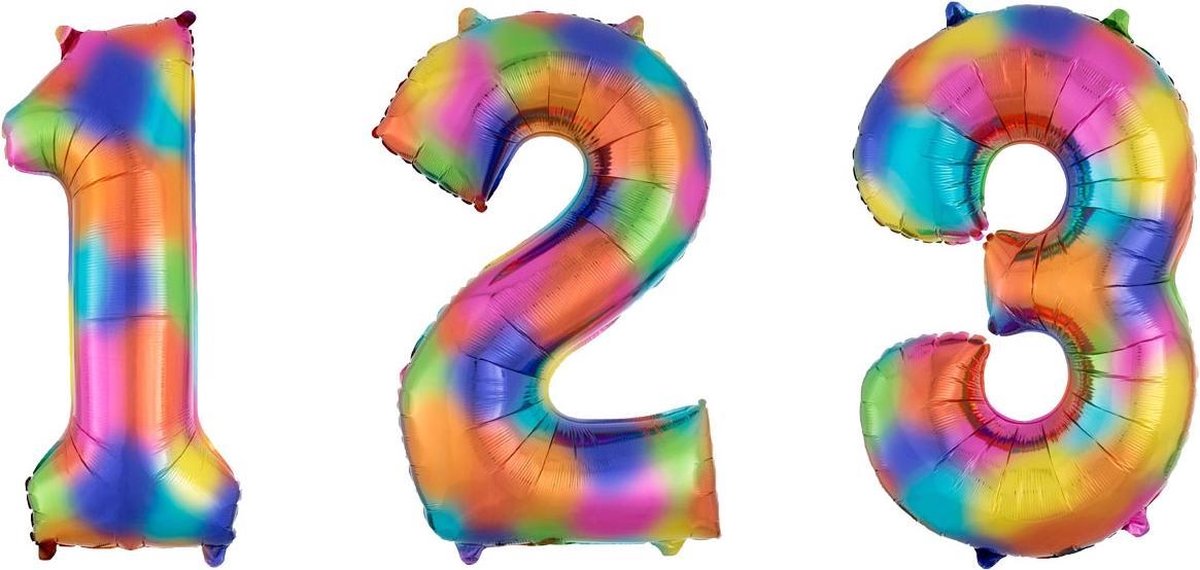 Aluminium regenboog cijfer ballon - Feestdecoratievoorwerp