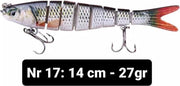 Realistische kunstaas "Multiplaza" met 8 swimbait - segmenten 14 cm - 27 gram - Lokaas - Hengelsport - vissen - snoek - 3d ogen - levendig - roofvissen - karper