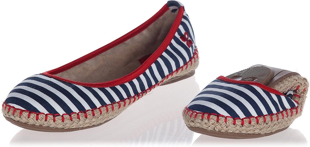 Sorprese – ballerina schoenen dames – Butterfly twists Gigi navy wit gestreept – maat 36 - ballerina schoenen meisjes