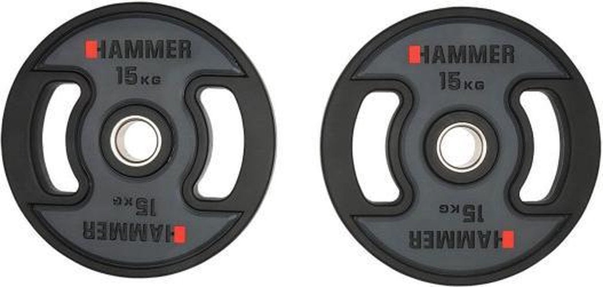 PU - Olympische Halterschijven - per Paar - 2x 15 kg - Zwart