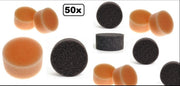 50x Superstar grimeersponsjes 6x3 cm zwart /rose
