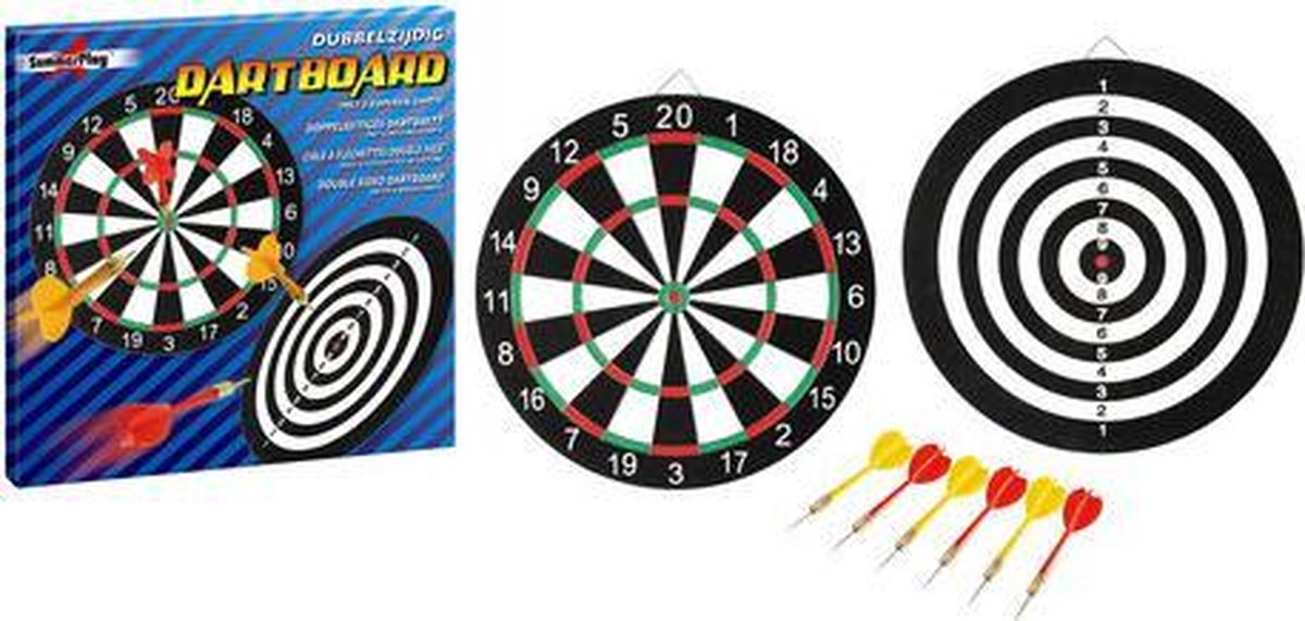 Dartbord set dubbelzijdig - 42cm