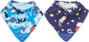 Nuby - bandana slab - baby slabbetjes - kwijlslabben dubbelzijdig met bijtring - 2 stuks - blauw