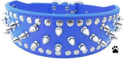 Honden halsband blauw met spikes en studs 50 cm