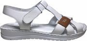 Manlisa velcro 3 kruisjes platte lederen comfort sandalen S147-20-1725 wit mt 39