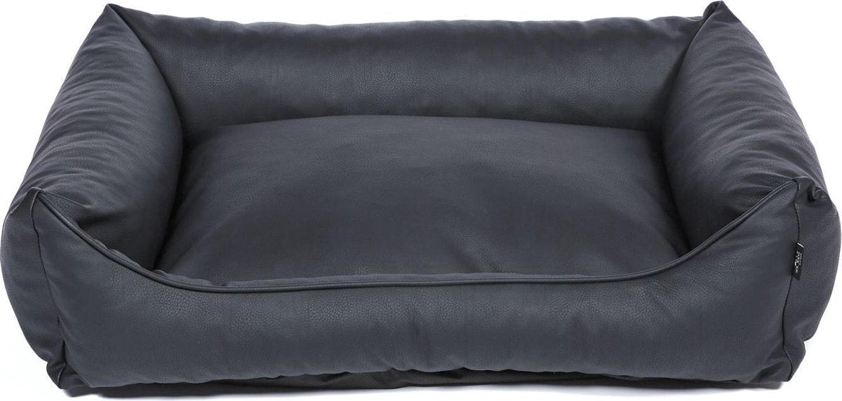snObbs Wodan M Hondenmand - Hondenkussen – Luxe Lederlook Hondenbank – Easy to Clean Hondenbed - Hypoallergeen – 90 x 75 x 23 - Zwart