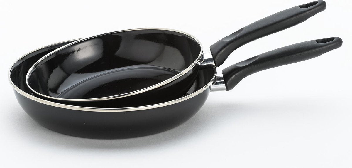 Lite-Body - Magnus Koekenpannenset  2-delig Ø24 en Ø28 cm - Emaille -  Zwart - Inductie
