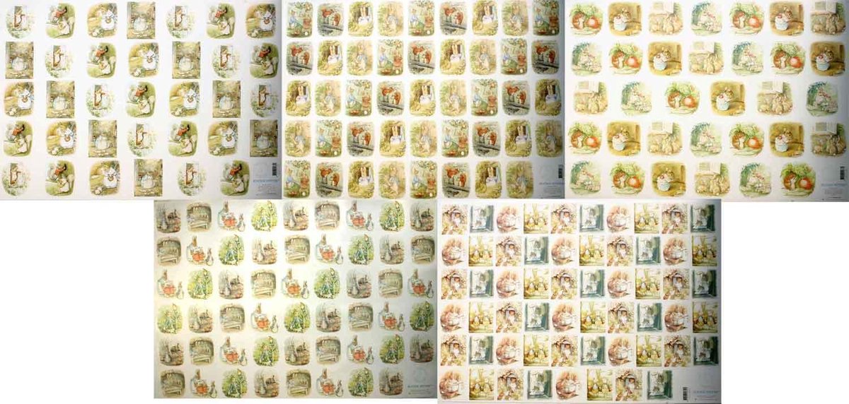 10x Supergrote 3D Knipvellen - Beatrix Potter - Voor mooie kaarten en scrapbooking