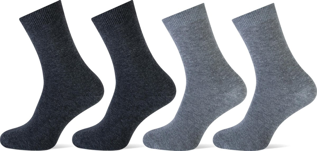 Teckel kindersokken 4-pack maat 39-42 grijs mx