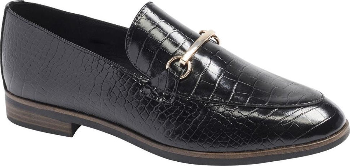 Graceland Dames Zwarte loafer crocoprint  - Maat 37