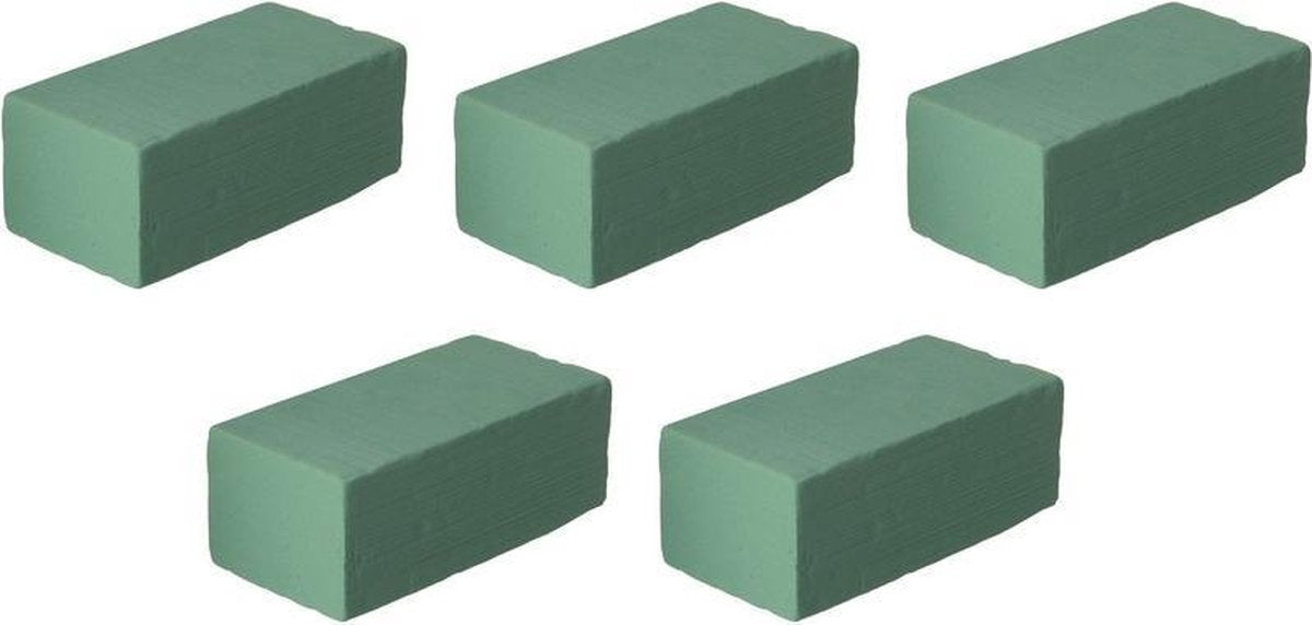 5x Groen steekschuim/oase vochtig gebruik 20 cm - Bloemstukken/kerststukje maken met steekschuim blok - Hobby/decoratie materiaal