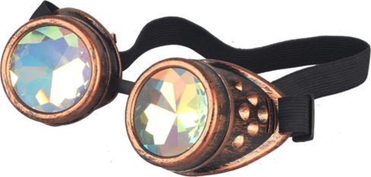 Caleidoscoop bril goggles Steampunk - koper - toverkijker diamant rave