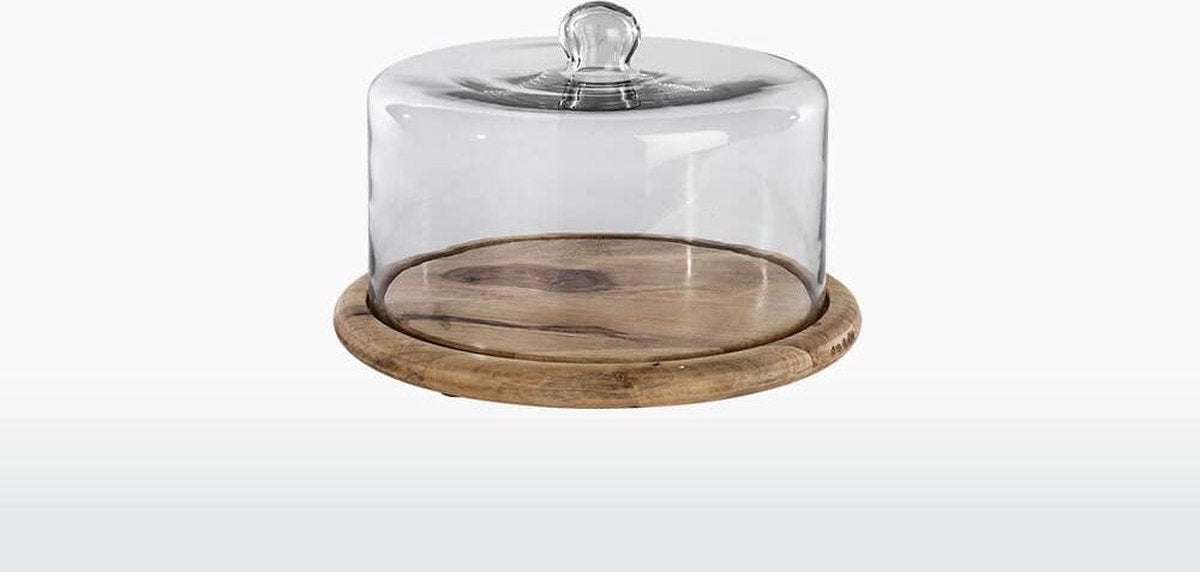 Nkuku Glazen Taart Stolp - Mangohout & Gerecycled Glas