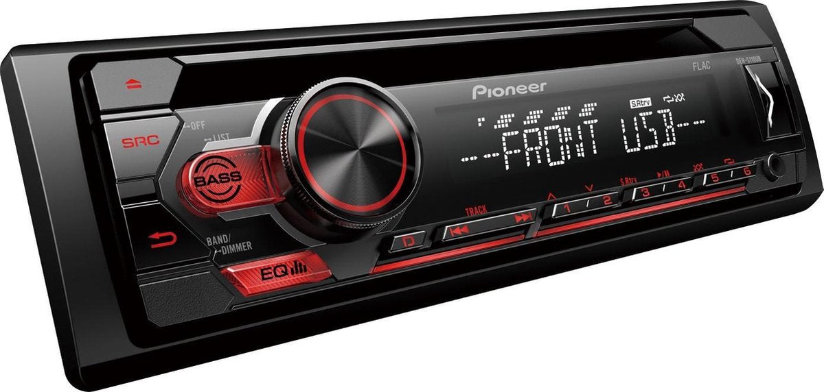 Pioneer DEH-S110UB Autoradio Enkel din Rood-RDS Tuner-USB - 4 x 50 W