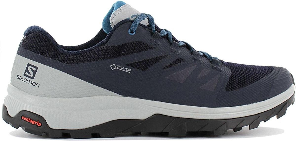 Salomon Outline GTX - Gore-Tex - Contagrip - Heren Wandelschoenen Trekking Outdoor Schoenen Blauw-Grijs 407970 - Maat EU 42 2/3 UK 8.5