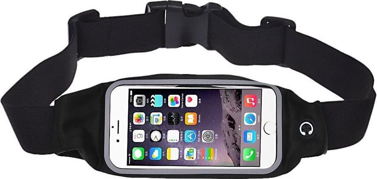 Running Belt Heupband Sportriem Hardloop Band Zwart – Riem met Smartphone Houder  Sport Heuptasje - Fitness – Universeel voor telefoons (Samsung