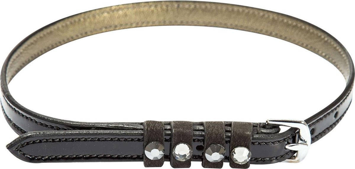 RelaxPets - Imperial Riding - Sporenriempjes - Kwaliteitsleer - Lakleer - Strass Steentjes - Black Lack Metallic - 52 cm