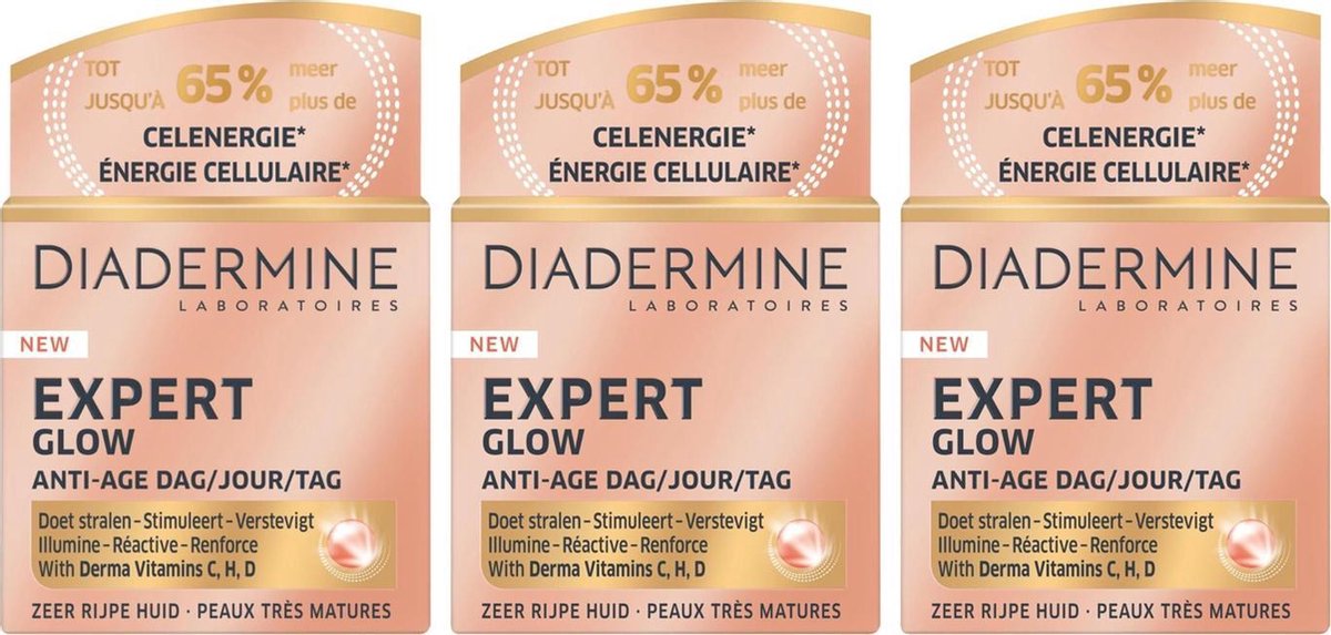 Diadermine Dagcrème Expert Glow Zeer rijpe huid - 3 x 50 ml