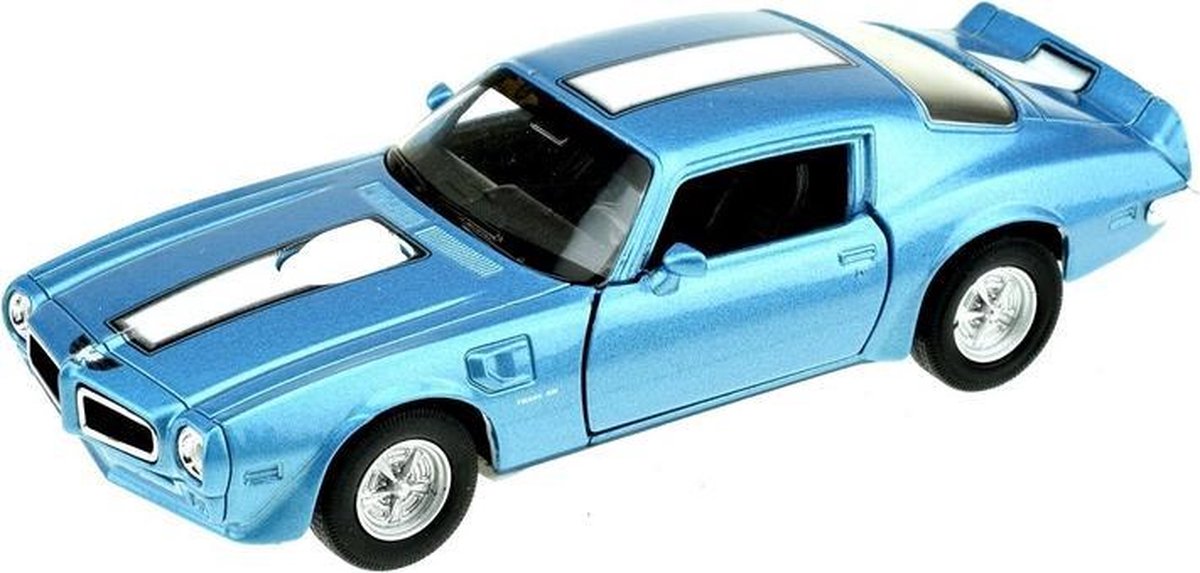 Speelgoed modelauto Pontiac Firebird Trans Am 1972 blauw/wit 1:34