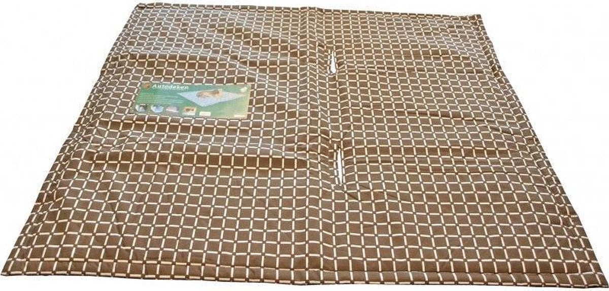 Autodeken bruin geblokt 150x145 cm